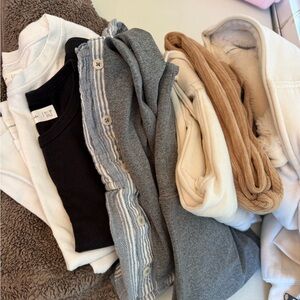 Size 11/12 Abercrombie Kids 8 item lot with Fleece Jacket, hoodie and leggings.